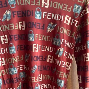 Fendi Burgundy Logo Long Sleeve Shirt